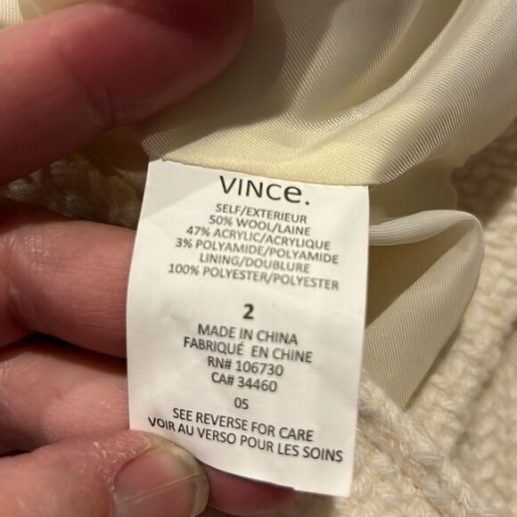 Vince cream double breasted knit weave pattern size 2. - Picture 2 of 8